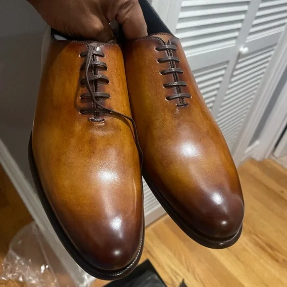 Paul Evans Havana Brown Vero Cuoio Tan Leather Wholecut Oxford shoes Sz 9.5 - Picture 5 of 14